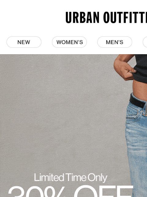 urbanoutfitters newsletter: 30% off Denim Starts Today!