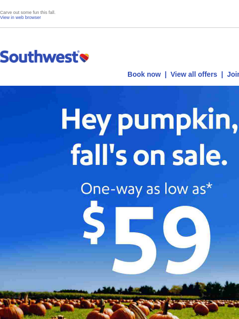 southwest newsletter: $59 sale fares = gourd times ahead 🎃