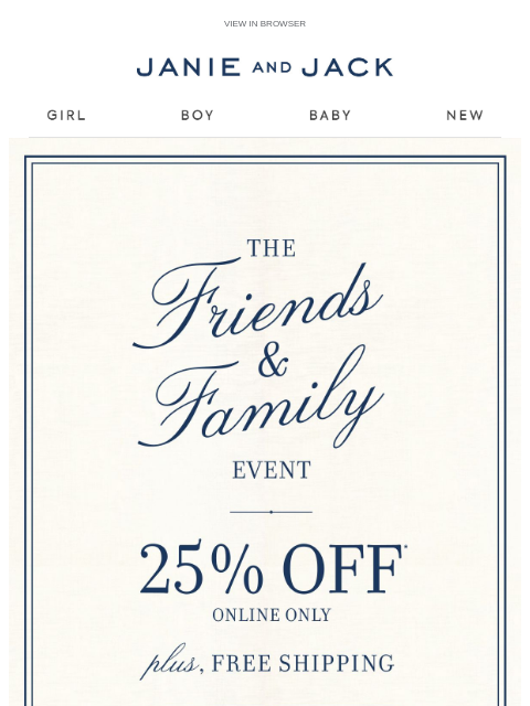 janieandjack newsletter: An event for friends & family (that means you)