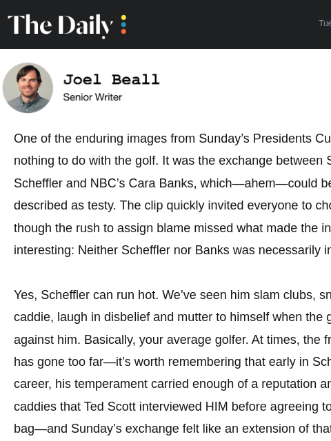 golfdigest newsletter: Scheffler’s testy interview is not what it looked ...