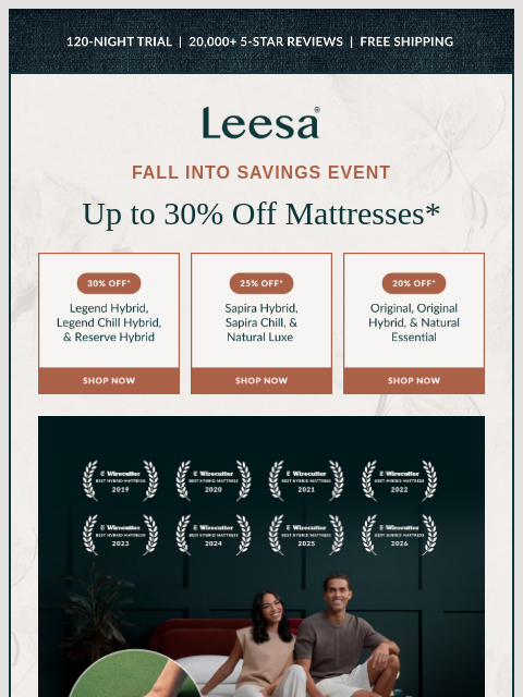 leesasleep newsletter: Rake in the savings with up to 30% off​