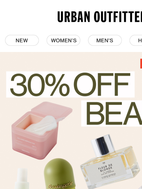 urbanoutfitters newsletter: Last Call! 30% Off Beauty 💄