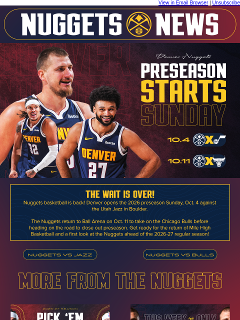 thedenvernuggets newsletter: Nuggets Basketball Is Back 🏀