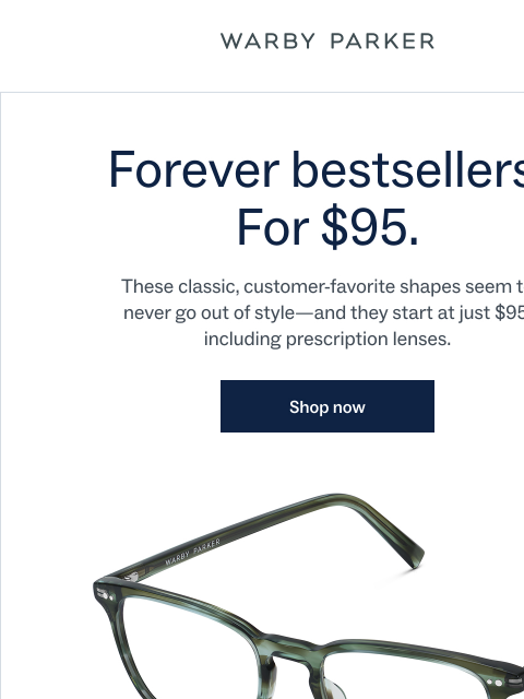 warbyparker newsletter: Everyone’s favorite $95 frames