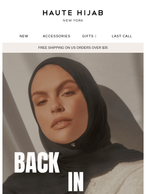 hautehijab newsletter: BACK. IN. STOCK.