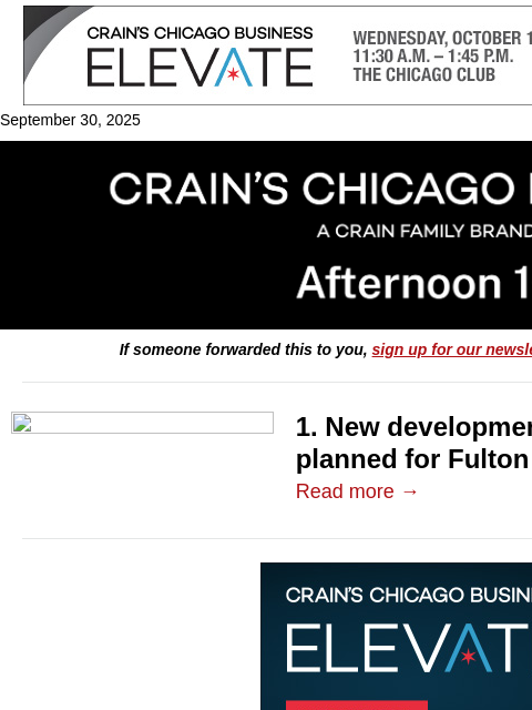 crainalerts newsletter: Fulton Market high-rise plans get new life