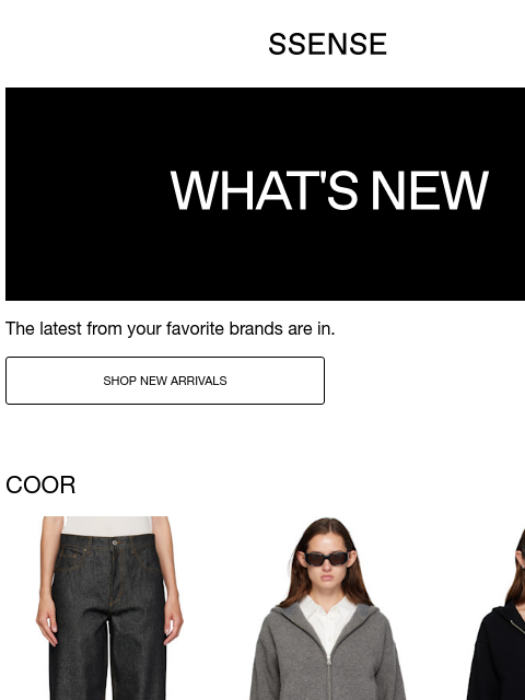 ssense newsletter: New Arrivals from COOR, Mugler, and ALAÏA