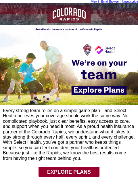 thecoloradorapids newsletter: Select Health – Open Enrollment Made Simple