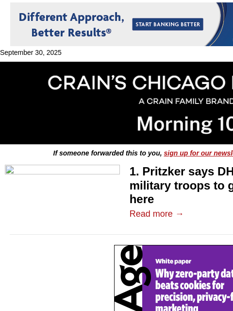 crainalerts newsletter: Pritzker warns troops are coming