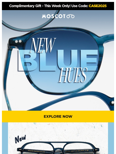 moscot newsletter: New Blue Hues Edit