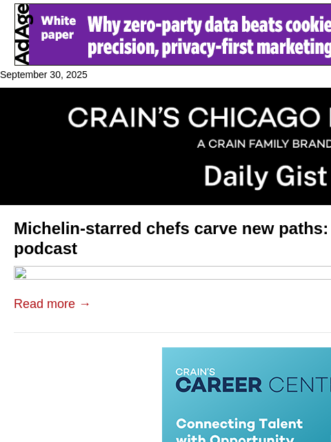 crainalerts newsletter: Michelin-starred chefs carve new paths: Crain's Da...