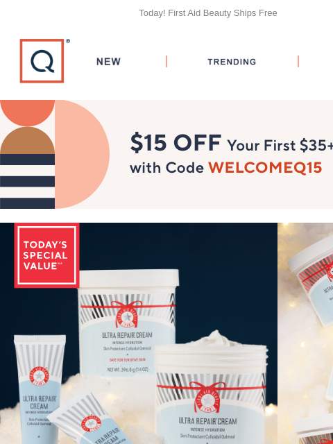 qvcemail newsletter: Pampering First Aid Beauty TSV® + Get $15 Off