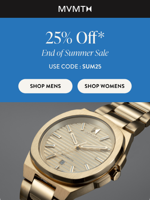 mvmt newsletter: End of Summer Sale Ends Tonight!