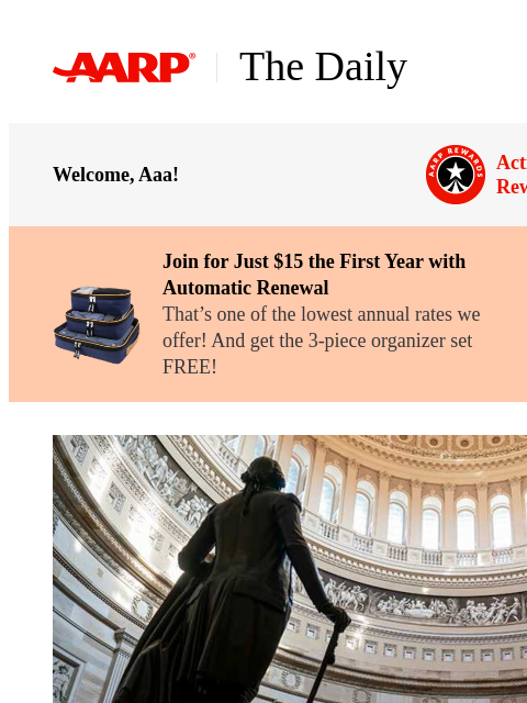 aarp newsletter: The Daily — What to Know About a Potential Governm...