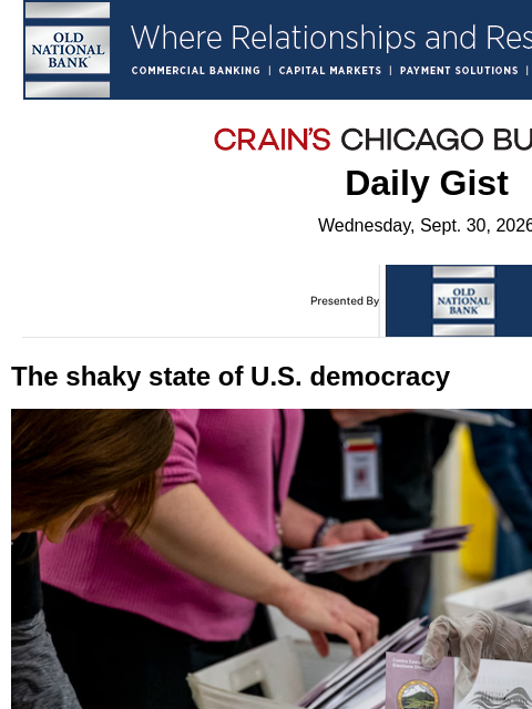 crainalerts newsletter: The shaky state of U.S. democracy