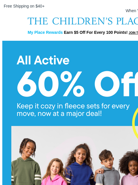 childrensplace newsletter: 60% off active styles?! 🏃