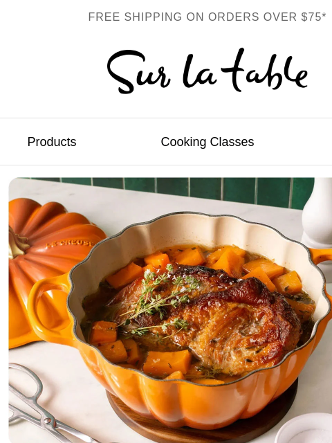 surlatable newsletter: Le Creuset Pumpkin is calling your name.