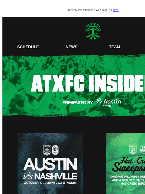austinfc newsletter: ATXFC Insider: Hat Creek Sweepstakes, VIP Ticket G...