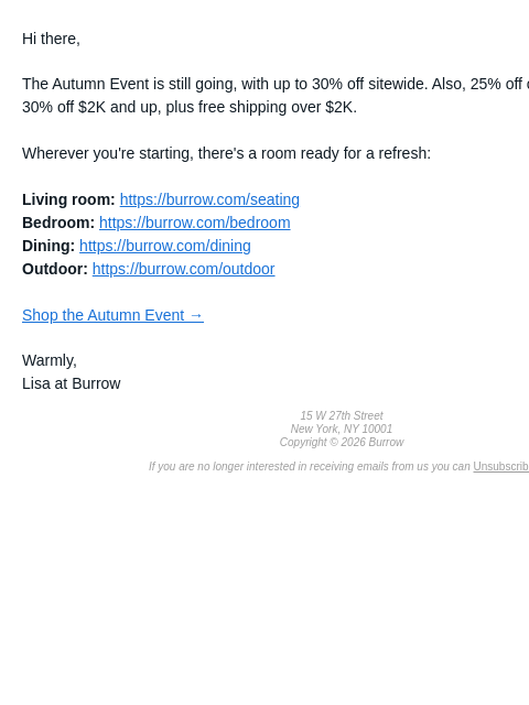 burrow newsletter: Something for every room, up to 30% off
