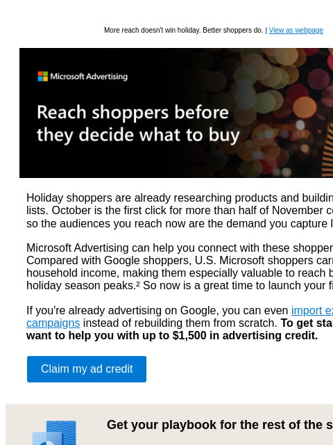 microsoftadvertising newsletter: Reach holiday shoppers and get up to $1,500 in ad ...