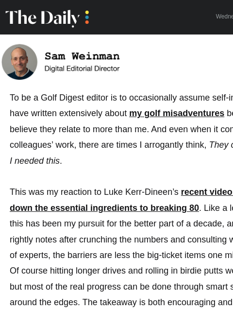golfdigest newsletter: Maybe breaking 80 isn’t as hard as we think