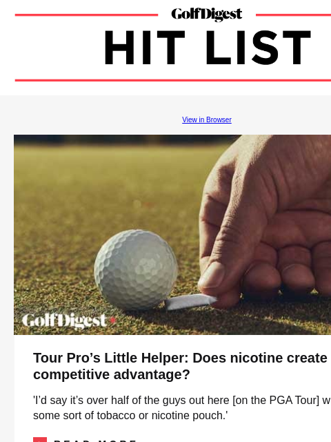 The latest Rahm family baby name reveal is here, and it's a doozy GolfDigest View in Browser Nicotine Tour Pro's Little Helper: Does nicotine create a competitive advantage? 'I'd say