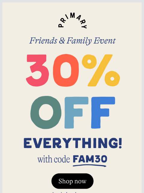 primary newsletter: A note from our founders + 30% off ❤️