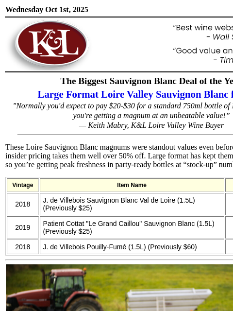 klwines newsletter: Classic Loire Minerality in Large Format, Now Over...