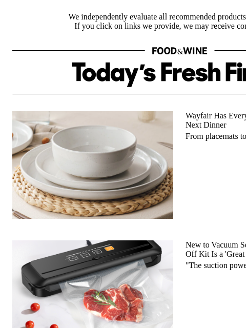 foodandwine newsletter: 51% Off: A Vacuum-Sealing Kit With 'Great' Suction...