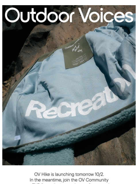 outdoorvoices newsletter: OV HIKE DROPS TMRW