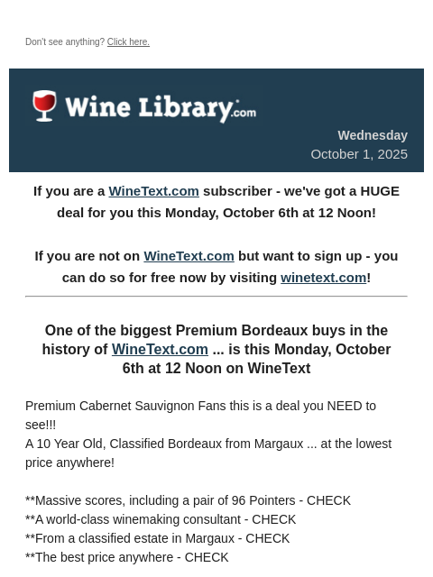 winelibrary newsletter: It's THIS Monday. 96 Point Bordeaux from a classif...