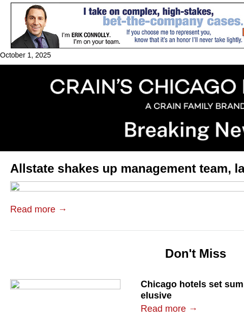 crainalerts newsletter: C-suite changes at Allstate