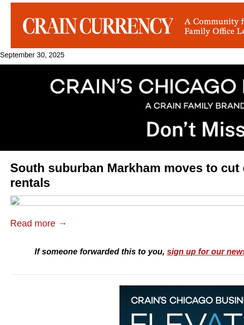 crainalerts newsletter: South suburb takes aim at single-family home renta...