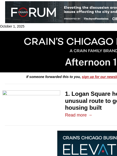 crainalerts newsletter: Rare donation spurs Logan Square affordable housin...