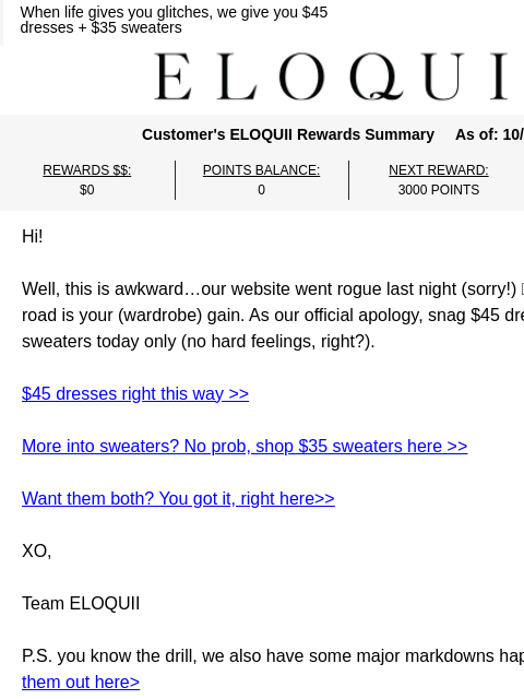 eloquii newsletter: Yikes! We goofed...