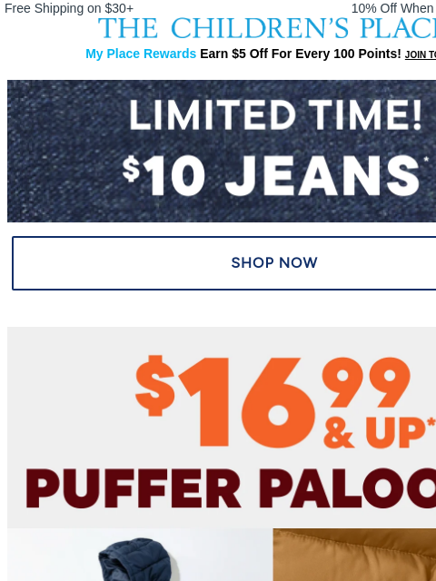 childrensplace newsletter: ⚡FLASH SALE⚡Shop $10 jeans now!!