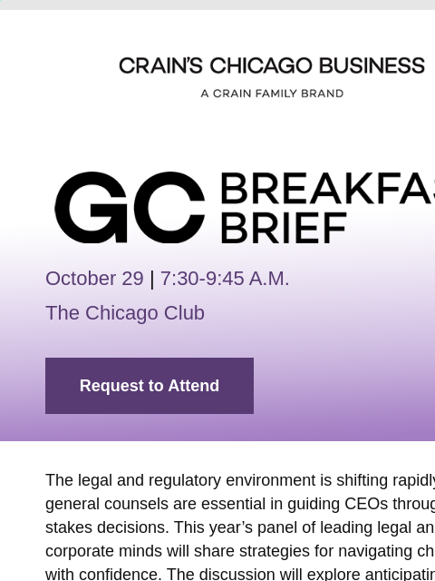 crainliveevents newsletter: GC Exclusive: Navigate Change with Confidence