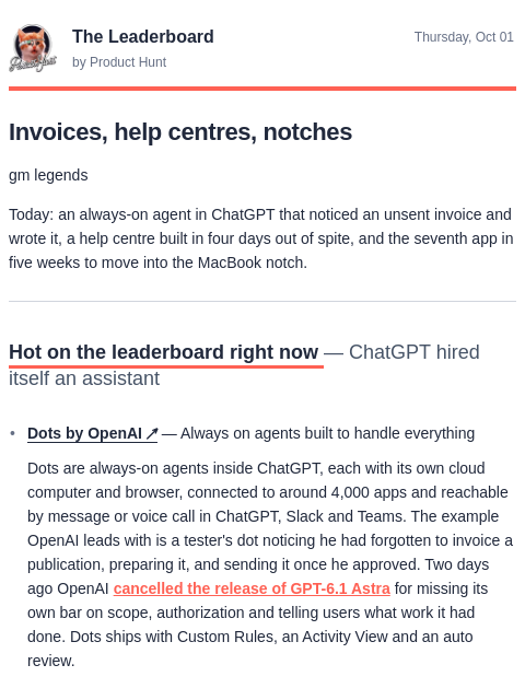 producthunt newsletter: 😸 ChatGPT hired itself an assistant