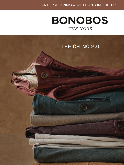 bonobos newsletter: The Chino 2.0 in Fall Flavors