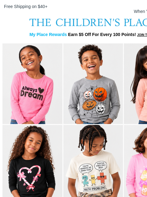 childrensplace newsletter: $5 Graphic Tees for Every Kid ✨