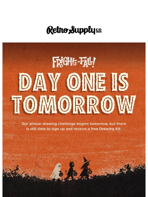 retrosupply newsletter: 31 days of spooky drawing starts tomorrow