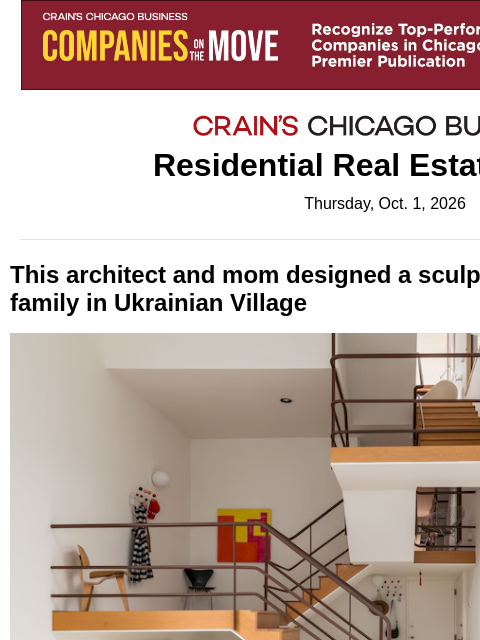 crainalerts newsletter: A sculpture-like house in Ukrainian Village
