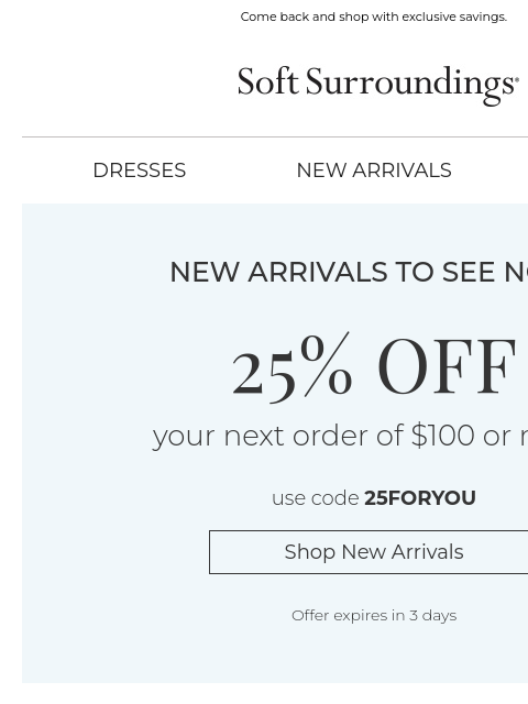 softsurroundings newsletter: Enjoy 25% Off New Arrivals