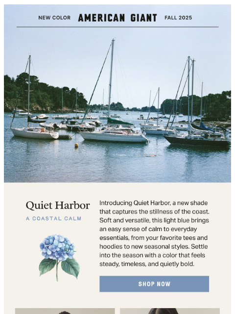 american-giant newsletter: Introducing Quiet Harbor, Our New Seasonal Shade