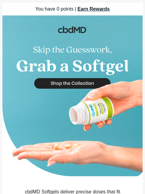 cbdmd newsletter: Skip the Mess with cbdMD Softgels