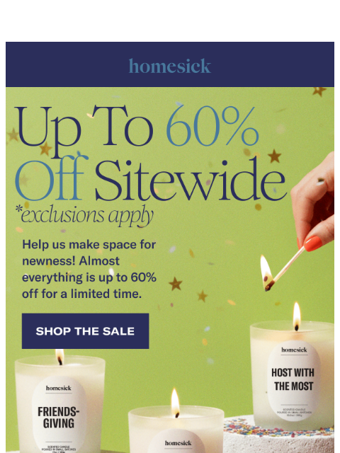 homesick newsletter: IT’S ON: The Warehouse Sale 🎉