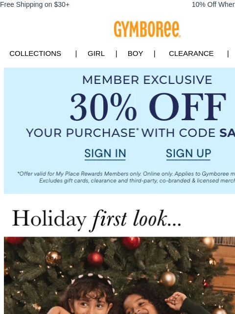 gymboree newsletter: Member 👏 Only 👏 Deals 👏 30% Off Your Order + Ex...