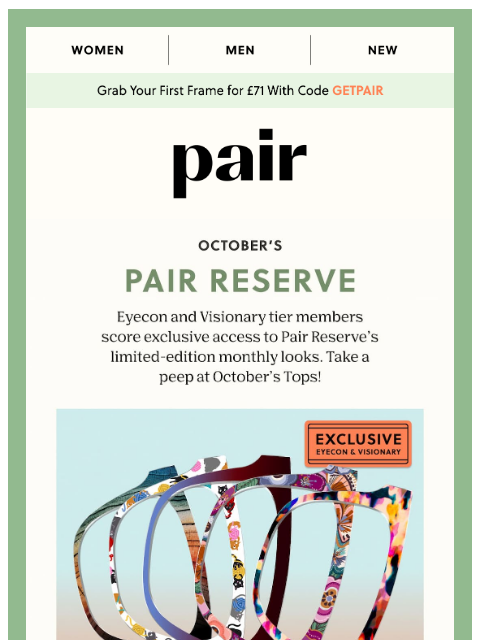 paireyewear newsletter: October’s Pair Reserve🧡