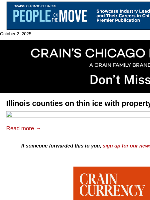 crainalerts newsletter: Counties on thin ice with property tax sales, judg...