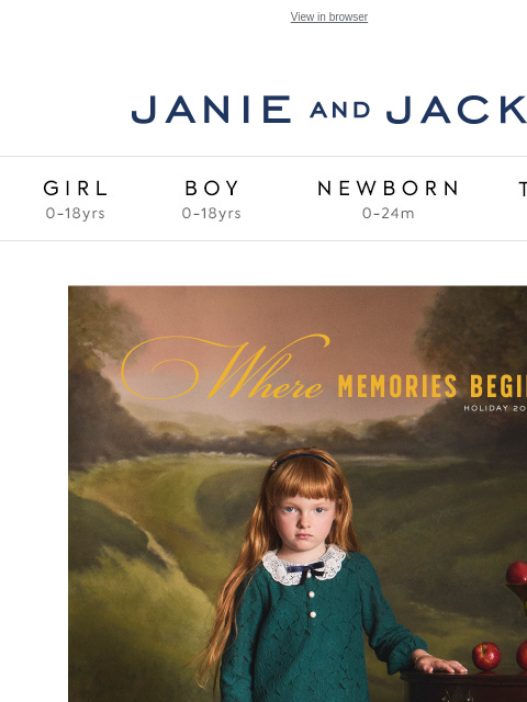 janieandjack newsletter: It's never too early: take 20% off holiday looks